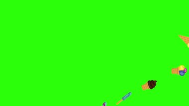 Dondurma animasyonu grubu yeşil ekran kroma anahtarı, dekoratif düz tasarım