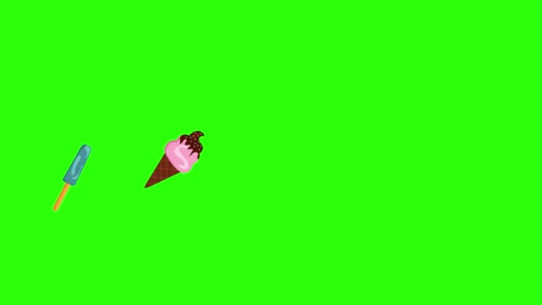 Groupe Animation Crème Glacée Sur Écran Vert Chroma Key Design — Video