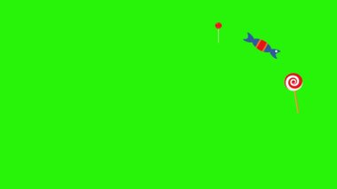 Şekerler grup animasyonu, yeşil ekran krom anahtarı, düz tasarım