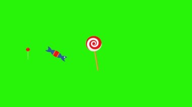 Şekerler grup animasyonu, yeşil ekran krom anahtarı, düz tasarım