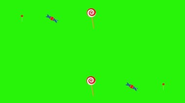 Şekerler grup animasyonu, yeşil ekran krom anahtarı, düz tasarım