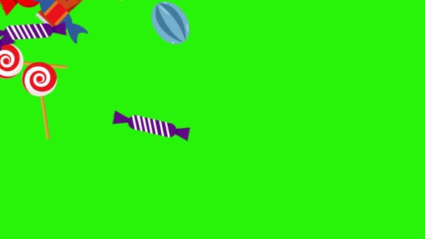 糖果组动画 绿色屏幕彩色键 平面设计 — 图库视频影像