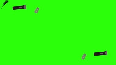 Berber dükkanı araçları yeşil ekran krom anahtar üzerinde düz elementler animasyonu