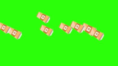 Yeşil ekran krom anahtar üzerindeki kahve fincanlarının canlandırılması, düz tasarım elementleri