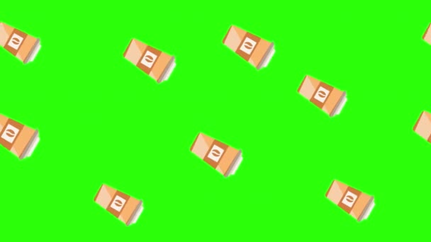 Animatie Van Koffiekopjes Groen Scherm Chroma Sleutel Platte Design Elementen — Stockvideo