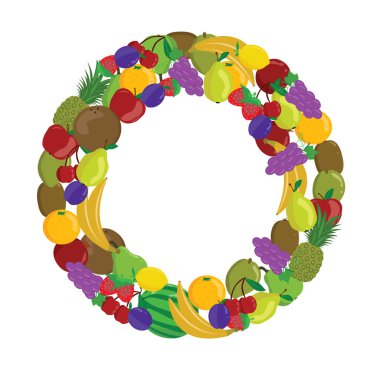 Herhangi bir boyut vektörüne göre ölçeklenebilir meyve düz tasarımı grubu