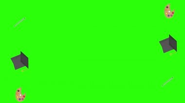 Okula geri dönüş ögeleri yeşil ekran kroma anahtarı üzerinde canlandırma ögeleri, grafik kaynağı