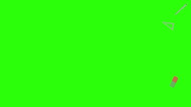 Okula geri dönüş ögeleri yeşil ekran kroma anahtarı üzerinde canlandırma ögeleri, grafik kaynağı