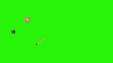 Okula geri dönüş ögeleri yeşil ekran kroma anahtarı üzerinde canlandırma ögeleri, grafik kaynağı