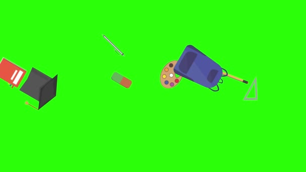 éléments de retour à l'école éléments d'animation sur écran vert chroma clé, source graphique