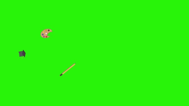 éléments de retour à l'école éléments d'animation sur écran vert chroma clé, source graphique