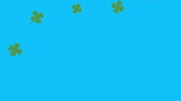 Green Lucky Leaves Animation Blue Screen Chroma Key Graphic Source — Stock Video