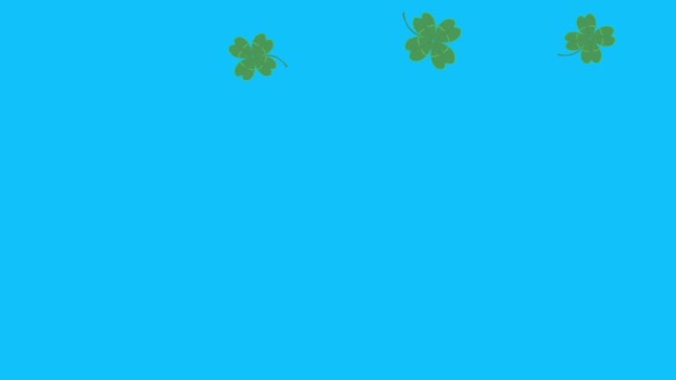 Green Lucky Leaves Animation Blue Screen Chroma Key Graphic Source — Stock Video