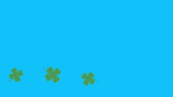 Green Lucky Blättert Animation Auf Blauem Bildschirm Chroma Taste Grafische — Stockvideo