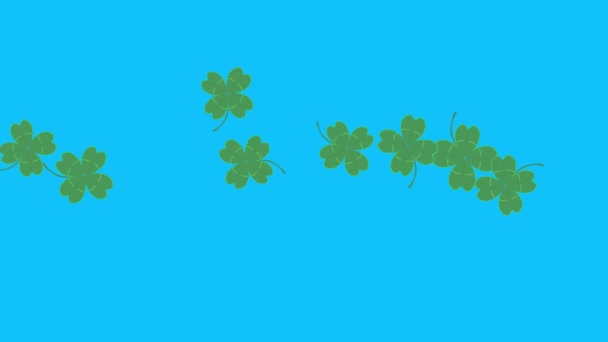 Green Lucky Leaves Animation Blue Screen Chroma Key Graphical Source — стокове відео