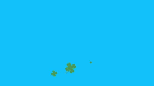 Green Lucky Blättert Animation Auf Blauem Bildschirm Chroma Taste Grafische — Stockvideo