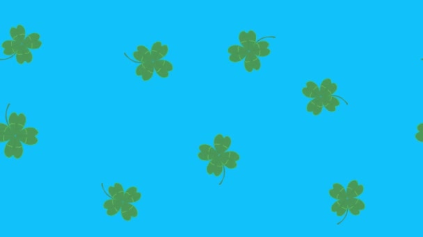 Green Lucky Leaves Animation Blue Screen Chroma Key Graphical Source — стокове відео