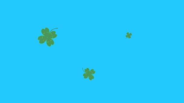 Zelená Lucky Opouští Animaci Modré Obrazovce Chroma Key Grafické Zdrojové — Stock video