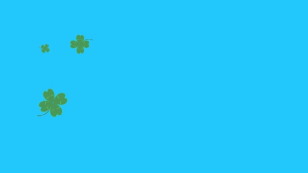 Green Lucky Leaves Animation Blue Screen Chroma Key Graphical Source — стокове відео