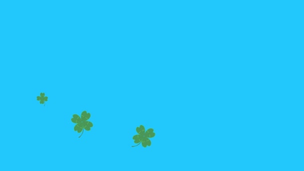 Green Lucky Laat Animatie Achter Blauwe Scherm Chroma Toets Grafische — Stockvideo