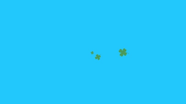 Green Lucky Leaves Animation Blue Screen Chroma Key Graphic Source — Stock Video