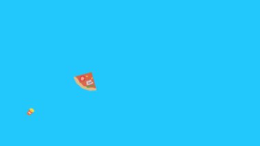 Fast food elemanları animasyonu mavi ekran kroma anahtarı, düz tasarım, grafik kaynağı