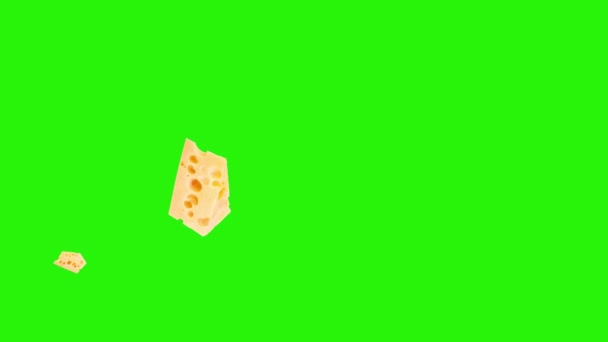 チーズスライスアニメーショングラフィックソース要素 クロマキー — ストック動画