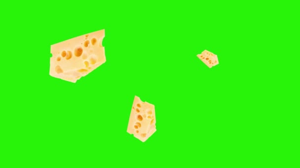 Sýrové Řezy Animace Grafický Zdroj Prvek Chroma Klávesa — Stock video
