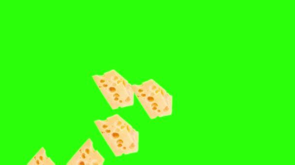 Queso Rebanadas Animación Elemento Fuente Gráfica Croma Clave — Vídeo de stock