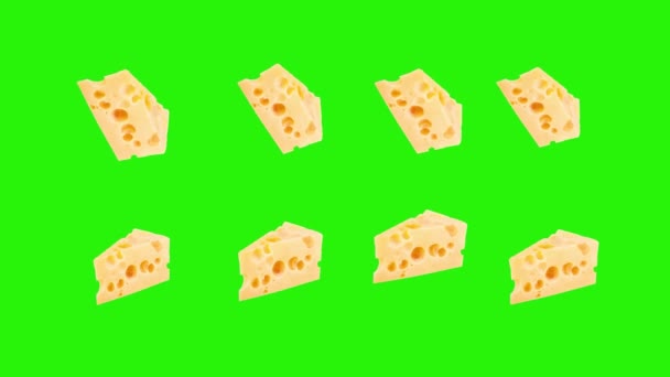 Cheese Slices Animation Graphic Source Element Chroma Key — Stock Video