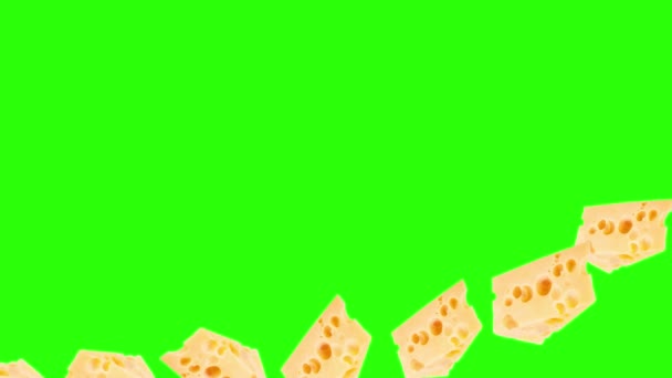 Queso Rebanadas Animación Elemento Fuente Gráfica Croma Clave — Vídeo de stock