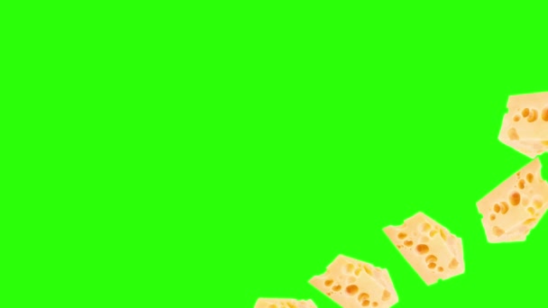 Queso Rebanadas Animación Elemento Fuente Gráfica Croma Clave — Vídeos de Stock