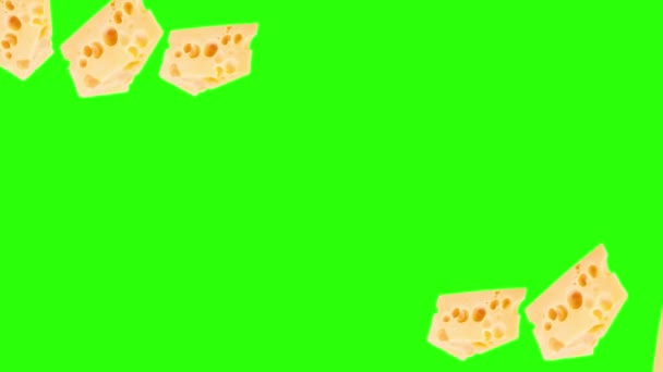 Cheese Slices Animation Graphic Source Element Chroma Key — Stock Video