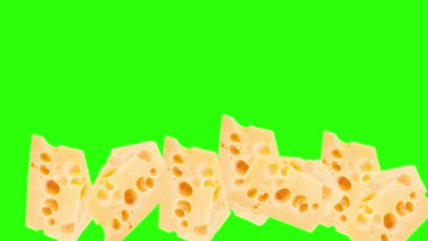 Cheese Slices Animation Graphic Source Element Chroma Key — Stock Video