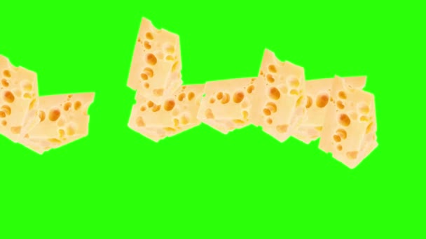 Queso Rebanadas Animación Elemento Fuente Gráfica Croma Clave — Vídeo de stock