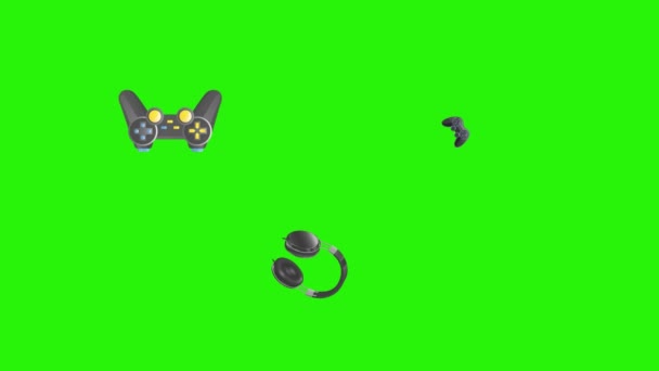 Gaming Gagets Animation Chroma Key Graphic Source Elements — Stock Video