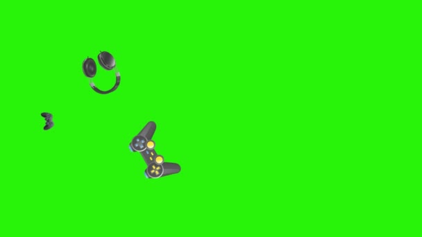 Gaming Gagets Animation Chroma Key Graphic Source Elements — Stock Video