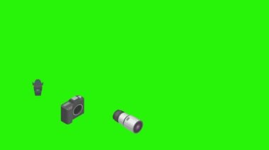 Fotoğraf aletleri animasyonu, yeşil ekran krom anahtarı, grafik kaynak elementleri
