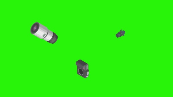 Photographie gadgets équipement animation, sur écran vert chroma clé, éléments graphiques source