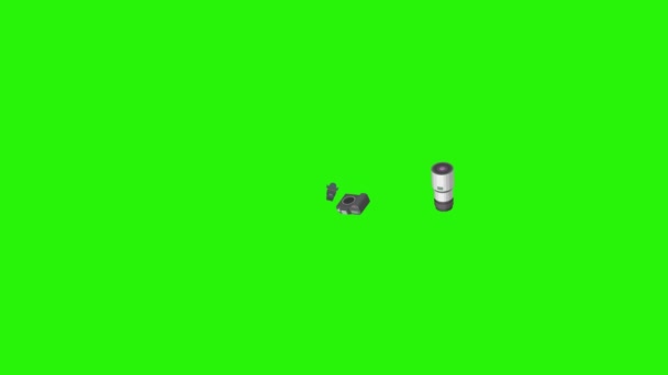 Animación Equipos Gadgets Fotografía Clave Croma Pantalla Verde Elementos Fuente — Vídeos de Stock