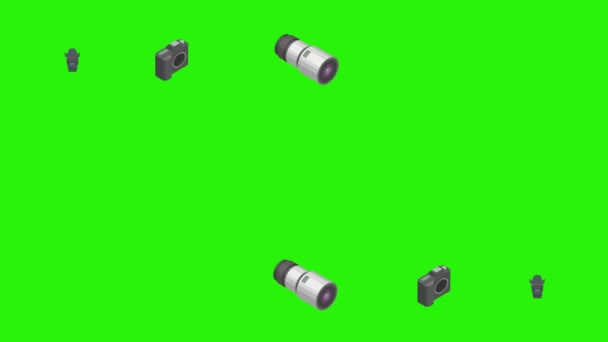 Photography Gadgets Equipment Animation Green Screen Chroma Key Graphic Source — Stock Video