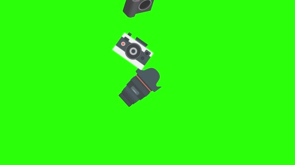 Photography Gadgets Equipment Animation Green Screen Chroma Key Graphic Source — Stock Video