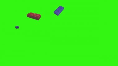 Yeşil ekran kroma anahtarı üzerinde lego parçaları animasyonu, grafik kaynak ögesi