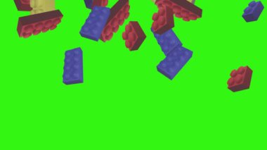 Yeşil ekran kroma anahtarı üzerinde lego parçaları animasyonu, grafik kaynak ögesi