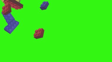 Yeşil ekran kroma anahtarı üzerinde lego parçaları animasyonu, grafik kaynak ögesi