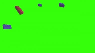 Yeşil ekran kroma anahtarı üzerinde lego parçaları animasyonu, grafik kaynak ögesi