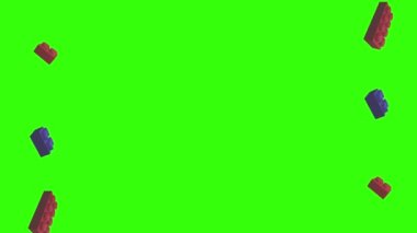 Yeşil ekran kroma anahtarı üzerinde lego parçaları animasyonu, grafik kaynak ögesi