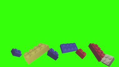 Yeşil ekran kroma anahtarı üzerinde lego parçaları animasyonu, grafik kaynak ögesi
