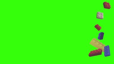 Yeşil ekran kroma anahtarı üzerinde lego parçaları animasyonu, grafik kaynak ögesi