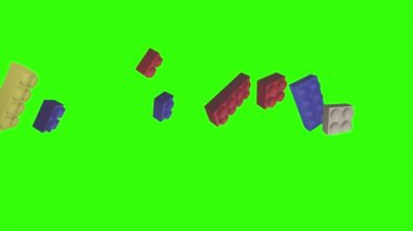 Yeşil ekran kroma anahtarı üzerinde lego parçaları animasyonu, grafik kaynak ögesi